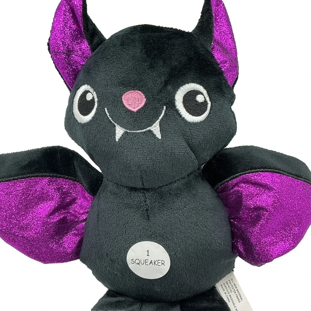 Broom & Co. Vampire Bat Dog Toy Squeaker Crinkle Fetch And Tug Halloween Goth